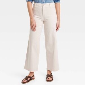 Cream high rise, wide leg jeans, size 10